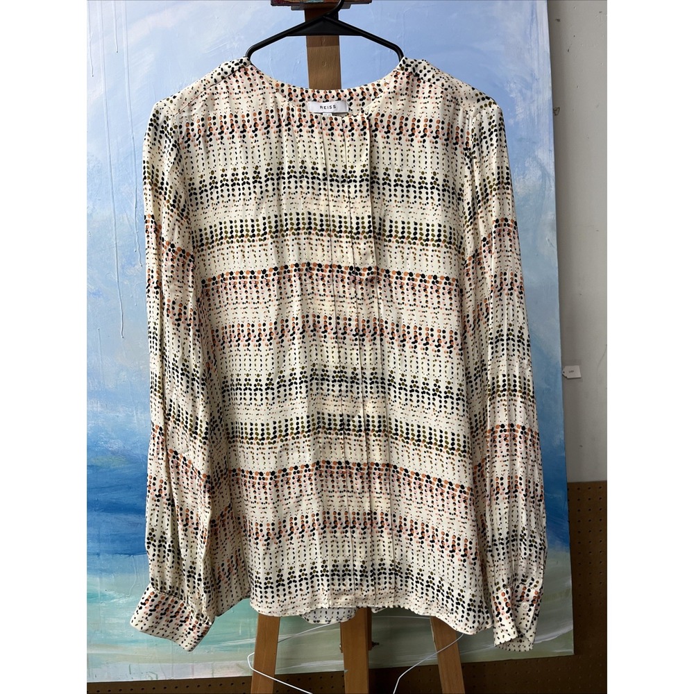 Reiss Eloise Abstract Polka Dot Shirt Size 8 Medium